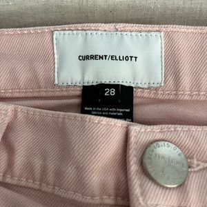 Current Elliott light pink high waisted jeans